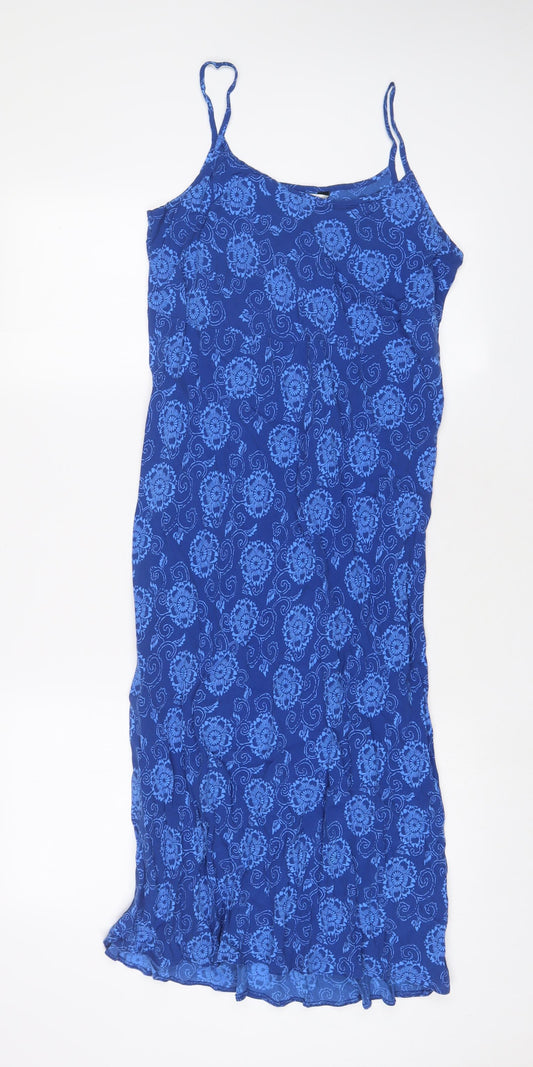 BHS Womens Blue Fair Isle Viscose A-Line Size 14 Scoop Neck Pullover