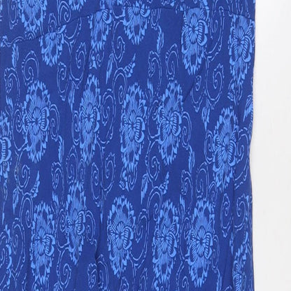 BHS Womens Blue Fair Isle Viscose A-Line Size 14 Scoop Neck Pullover