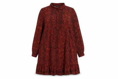 Next Womens Brown Animal Print Viscose A-Line Size 16 Collared Button