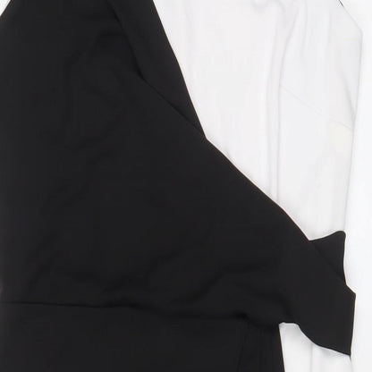 Roman Womens Black Polyester Sheath Size 14 Crew Neck Button