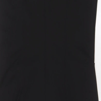 Roman Womens Black Polyester Sheath Size 14 Crew Neck Button