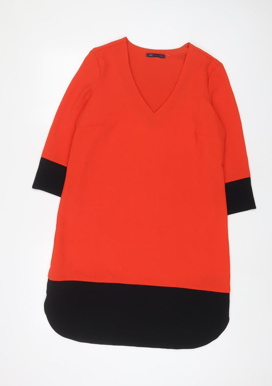 Marks and Spencer Womens Red Polyester A-Line Size 12 V-Neck Pullover