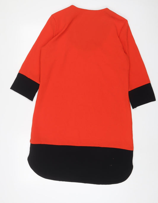 Marks and Spencer Womens Red Polyester A-Line Size 12 V-Neck Pullover