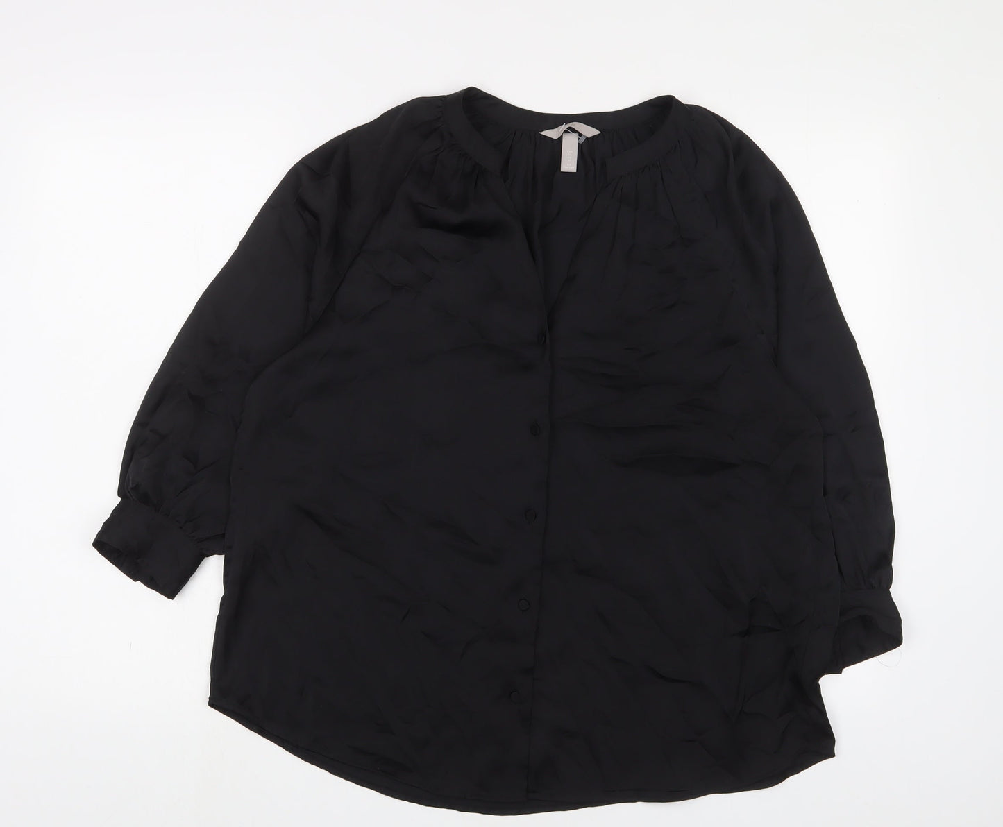 Womens UK Size 14 H&M Black Basic Blouse