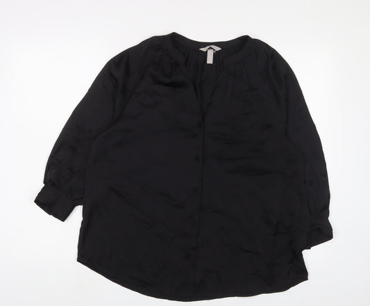 Womens UK Size 14 H&M Black Basic Blouse