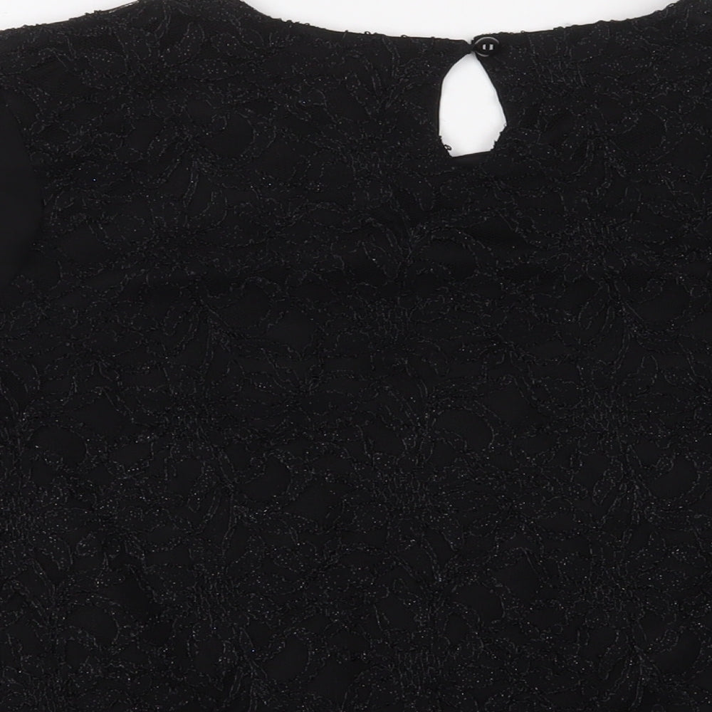 Quiz Womens Black Nylon Basic Blouse Size 16 Crew Neck