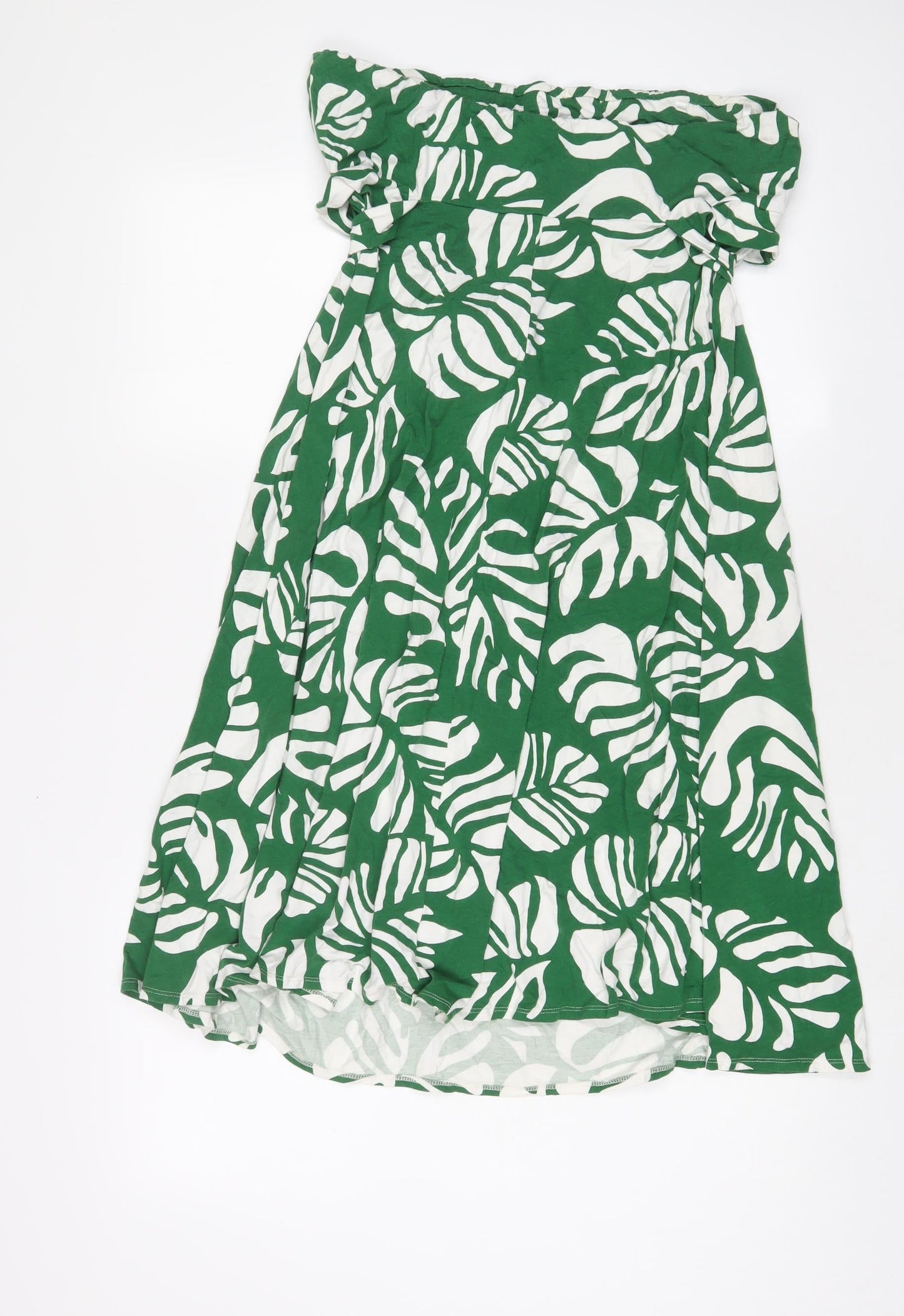 Julien Macdonald Womens Green Geometric Viscose A-Line Size 16 Off the Shoulder Pullover - Belted
