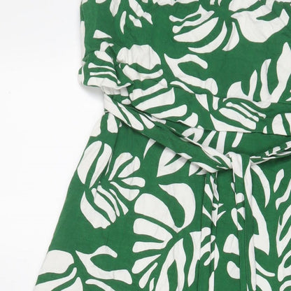 Julien Macdonald Womens Green Geometric Viscose A-Line Size 16 Off the Shoulder Pullover - Belted