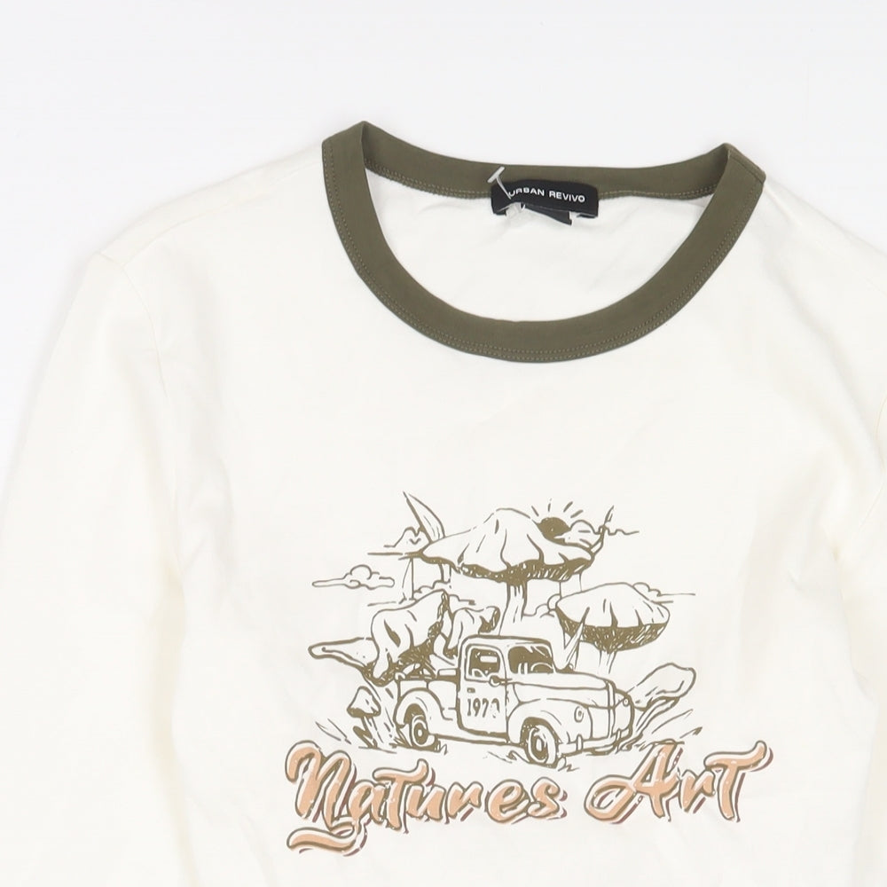 Womens UK Size 14 Urban Revivo White Cropped T-Shirt