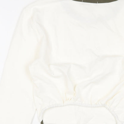 Womens UK Size 14 Urban Revivo White Cropped T-Shirt