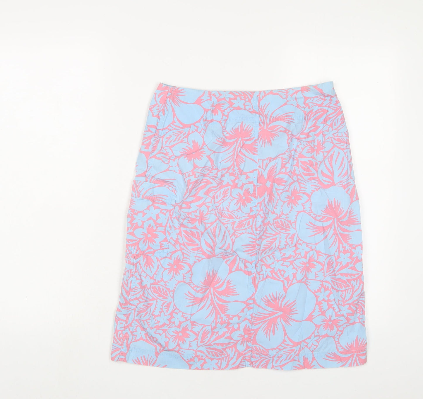 Marks and Spencer Womens Blue Fair Isle Cotton A-Line Skirt Size 10 Zip