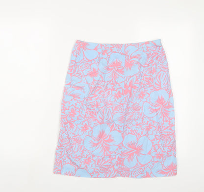 Marks and Spencer Womens Blue Fair Isle Cotton A-Line Skirt Size 10 Zip