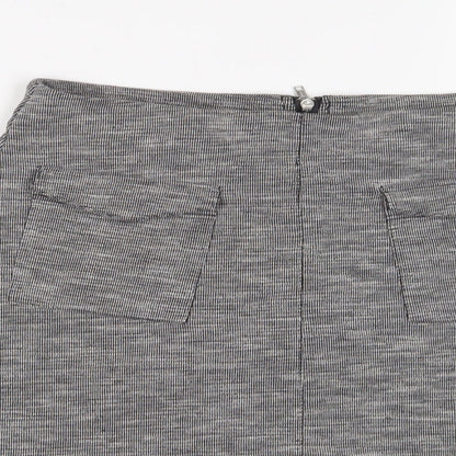 Miss Selfridge Womens Grey Polyester A-Line Skirt Size 10 Zip