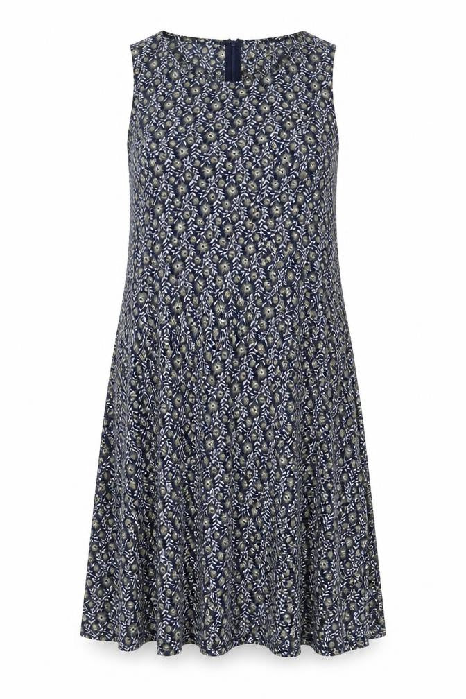 Blue Vanilla Womens Blue Fair Isle Polyester A-Line Size 14 Boat Neck Zip