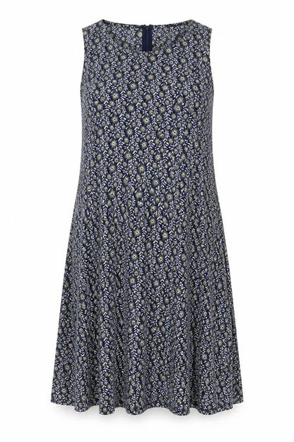 Blue Vanilla Womens Blue Fair Isle Polyester A-Line Size 14 Boat Neck Zip