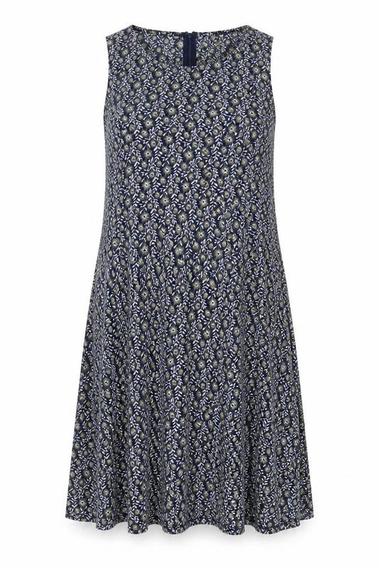 Blue Vanilla Womens Blue Fair Isle Polyester A-Line Size 14 Boat Neck Zip