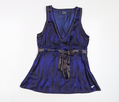 HOOCH Womens Purple Polyester Basic Tank Size 12 V-Neck