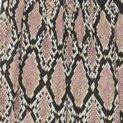 Dorothy Perkins Womens Brown Animal Print Polyester A-Line Size M Off the Shoulder Pullover