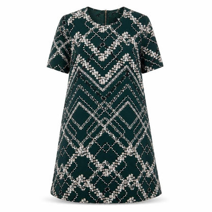 Apricot Womens Green Geometric Polyester A-Line Size 8 Crew Neck Zip