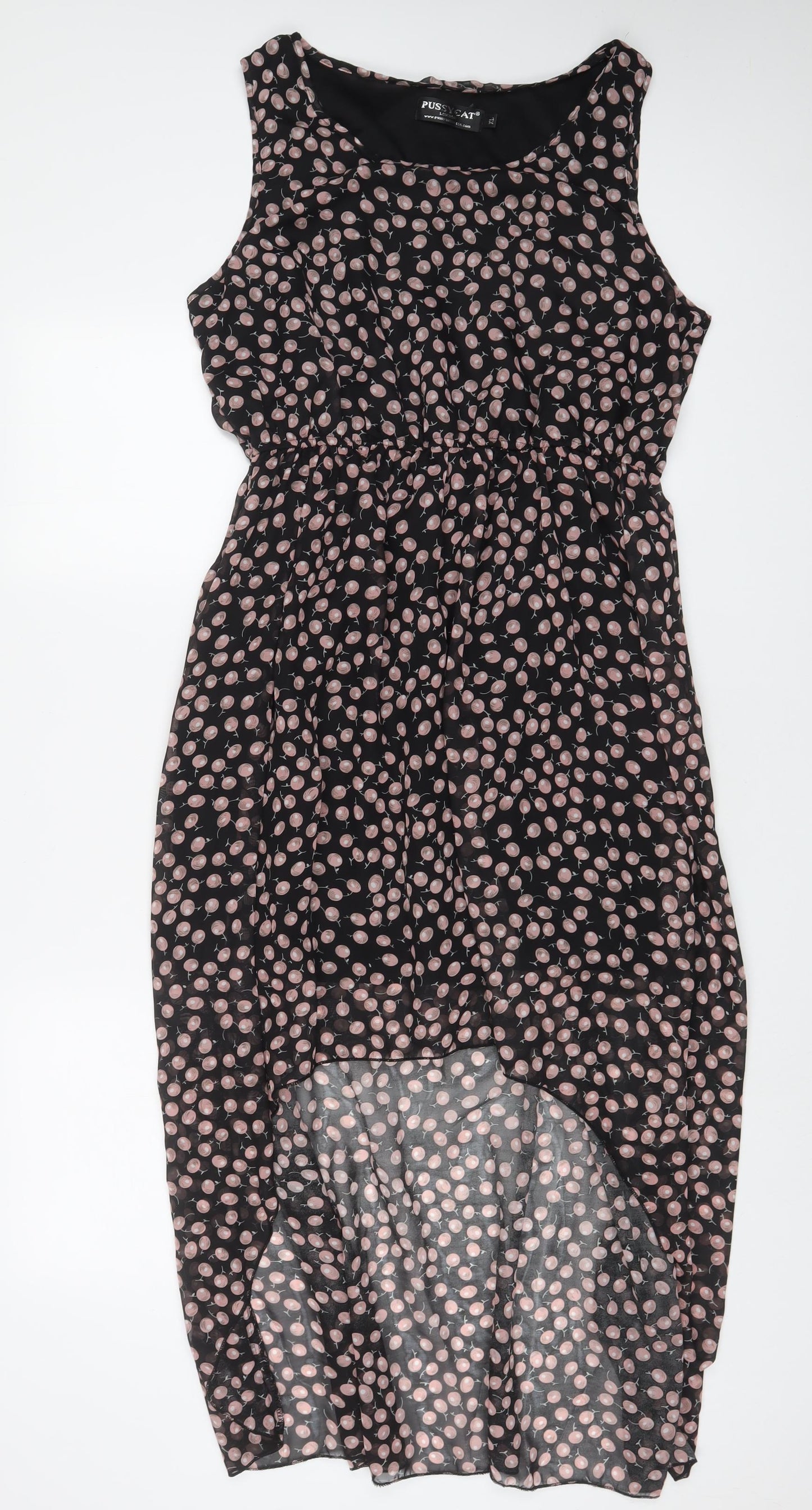 Pussycat London Womens Black Geometric Polyester A-Line Size XL Boat Neck Pullover