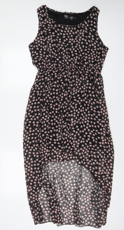 Pussycat London Womens Black Geometric Polyester A-Line Size XL Boat Neck Pullover