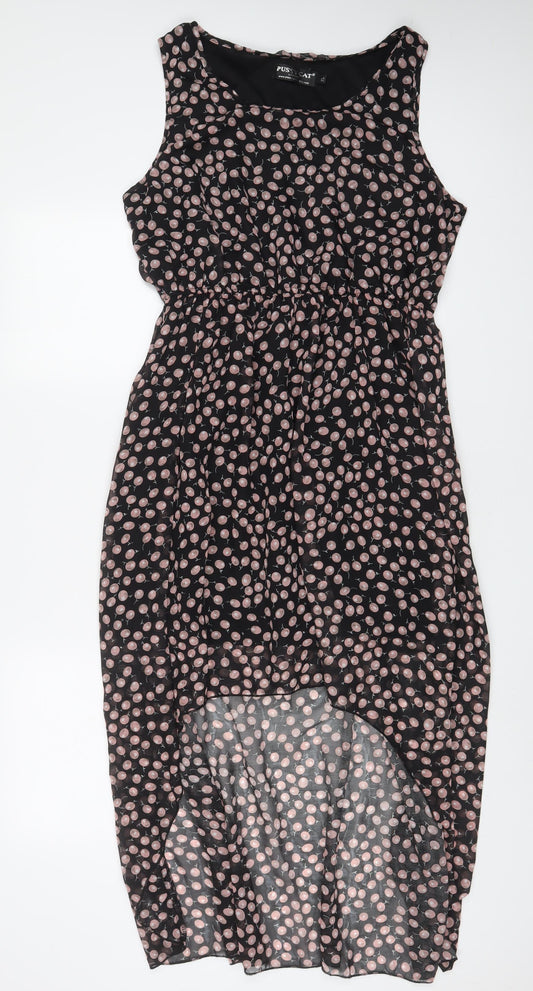 Pussycat London Womens Black Geometric Polyester A-Line Size XL Boat Neck Pullover