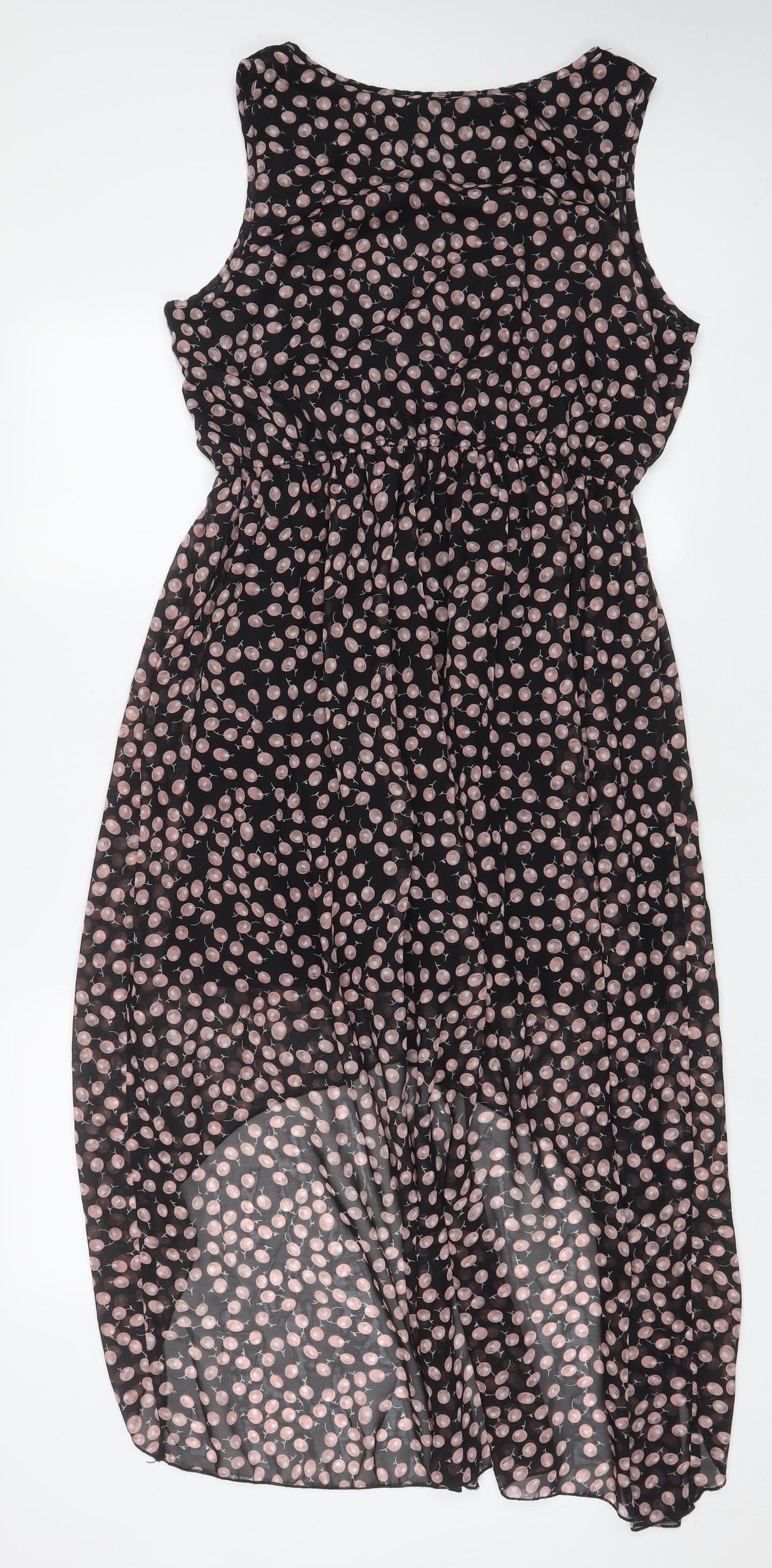 Pussycat London Womens Black Geometric Polyester A-Line Size XL Boat Neck Pullover