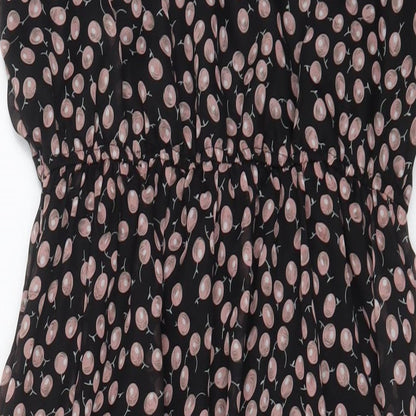 Pussycat London Womens Black Geometric Polyester A-Line Size XL Boat Neck Pullover