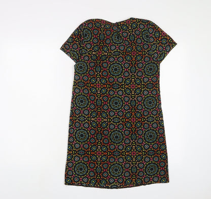 New Look Girls Multicoloured Geometric Polyester A-Line Size 10-11 Years Boat Neck Button