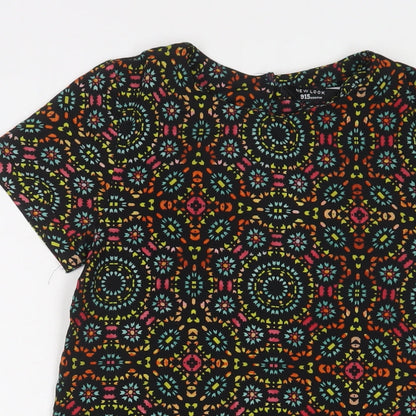 New Look Girls Multicoloured Geometric Polyester A-Line Size 10-11 Years Boat Neck Button