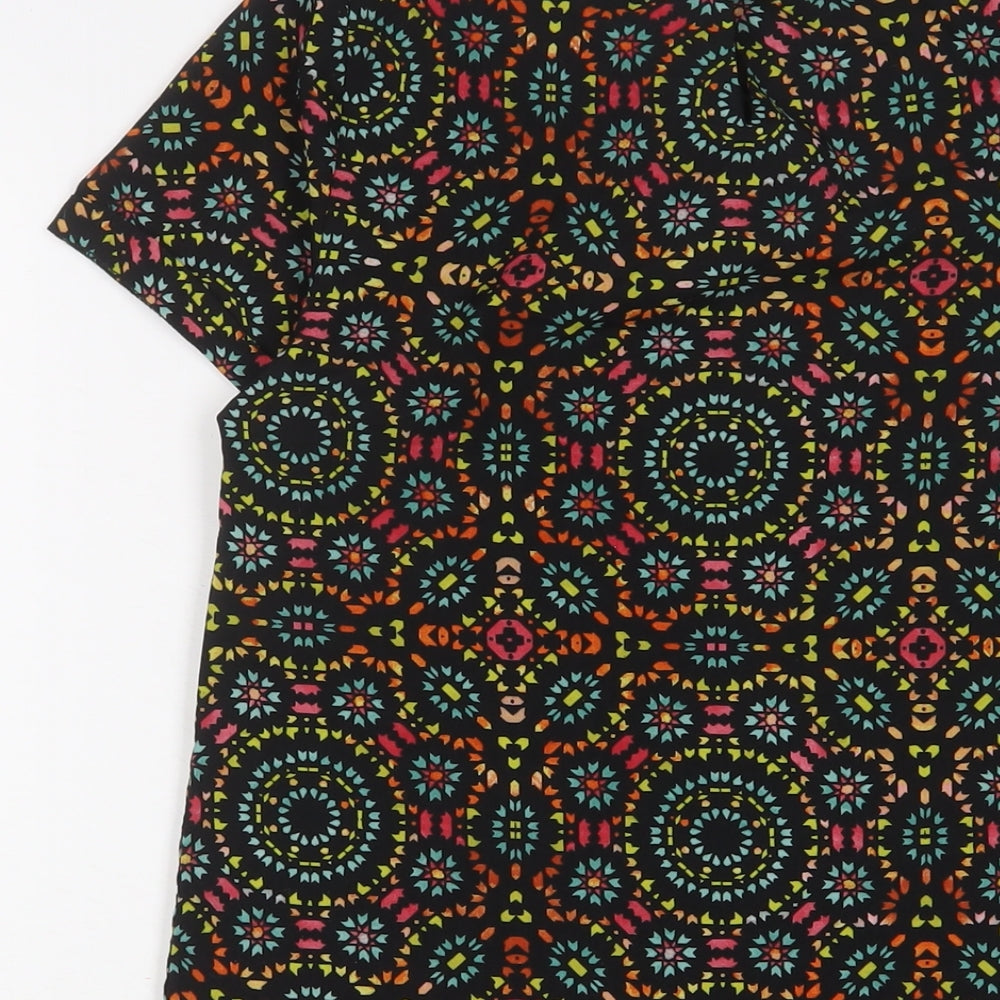 New Look Girls Multicoloured Geometric Polyester A-Line Size 10-11 Years Boat Neck Button