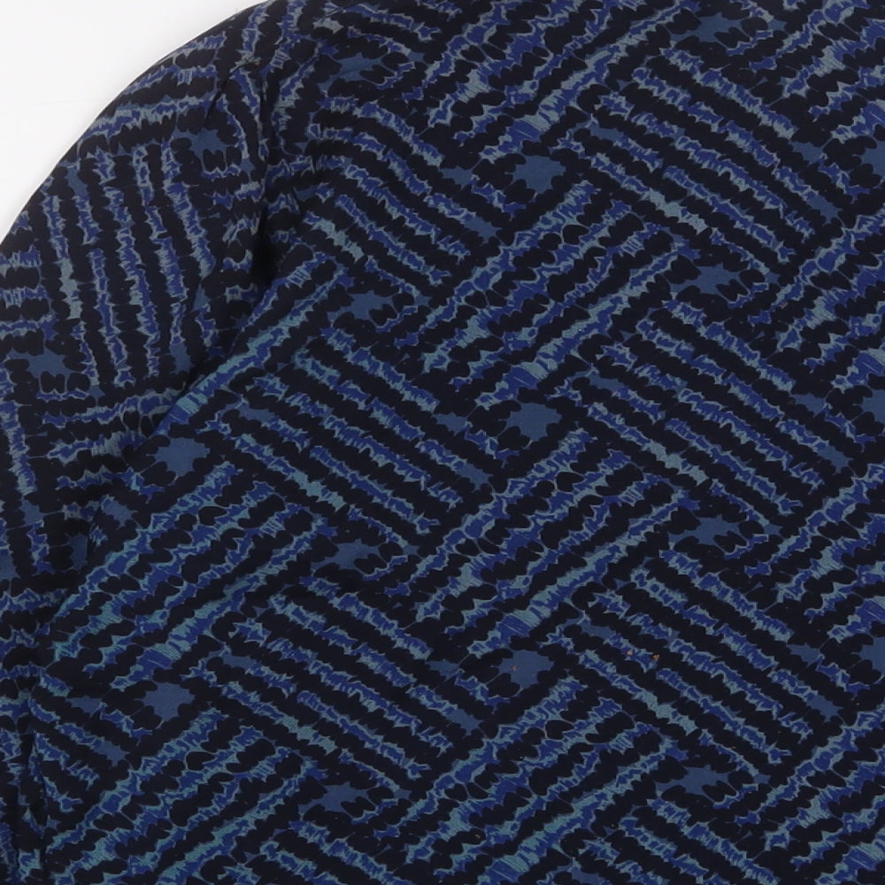 Gor-Ray Womens Blue Geometric Polyester Basic Button-Up Size 12 Collared