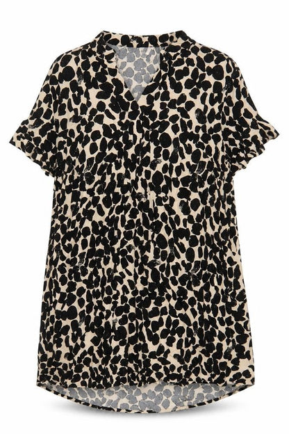H&M Womens Black Geometric Viscose A-Line Size L V-Neck Pullover