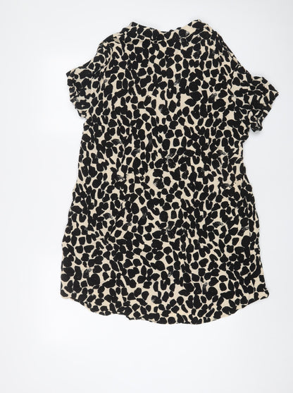 H&M Womens Black Geometric Viscose A-Line Size L V-Neck Pullover