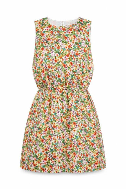 H&M Womens Multicoloured Floral Polyester A-Line Size 10 Crew Neck Button