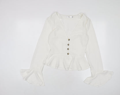 Womens UK Size 6 Missguided White Basic Blouse