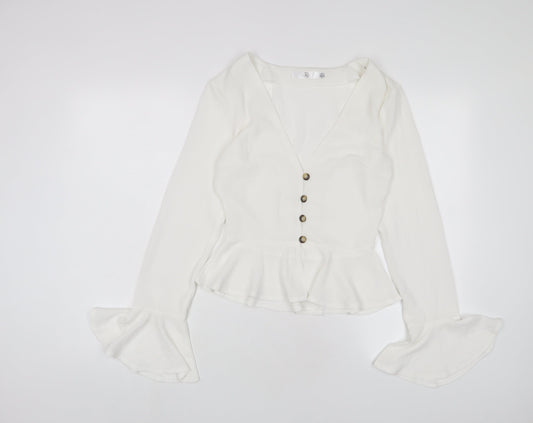 Womens UK Size 6 Missguided White Basic Blouse