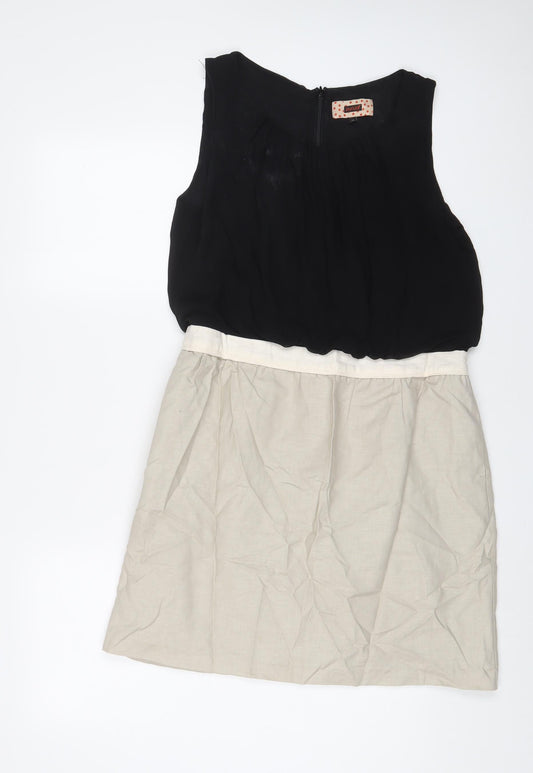 NEXT Womens Beige Polyester Sheath Size 14 Boat Neck Zip