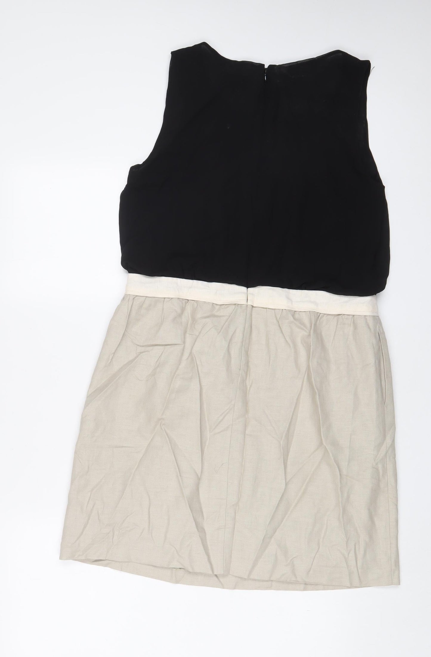 NEXT Womens Beige Polyester Sheath Size 14 Boat Neck Zip