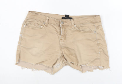 FOREVER 21 Womens Beige Cotton Culotte Shorts Size 30 in Regular Zip - Distressed
