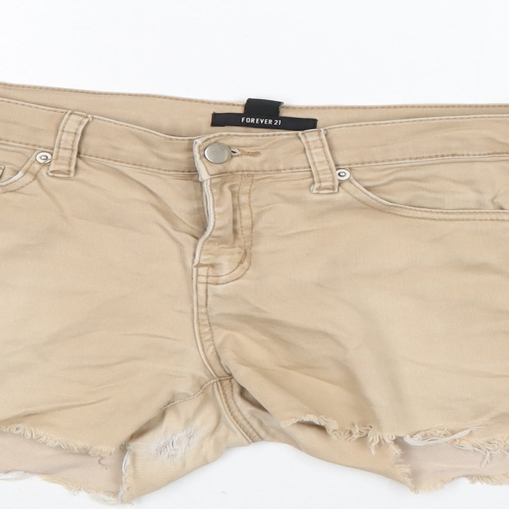 FOREVER 21 Womens Beige Cotton Culotte Shorts Size 30 in Regular Zip - Distressed