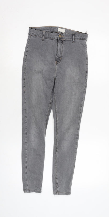 Topshop Womens Grey Cotton Blend Skinny Jeans Size 24 in L25 in Regular Zip