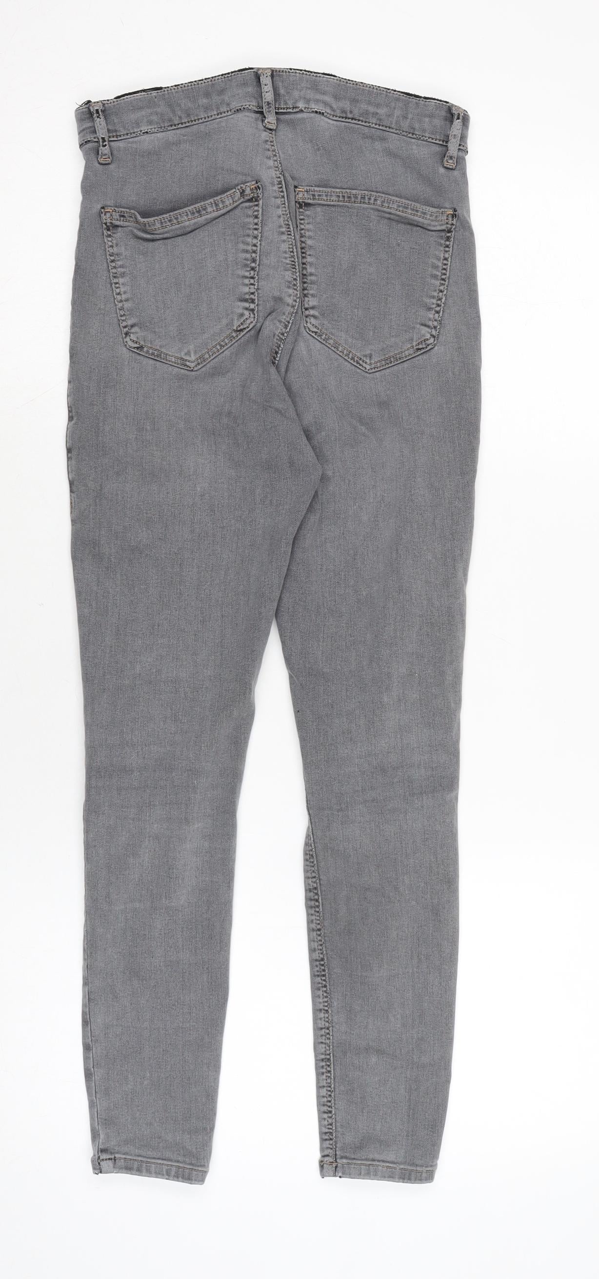 Topshop Womens Grey Cotton Blend Skinny Jeans Size 24 in L25 in Regular Zip