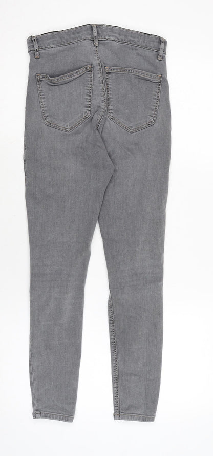 Topshop Womens Grey Cotton Blend Skinny Jeans Size 24 in L25 in Regular Zip