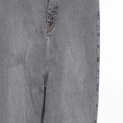 Topshop Womens Grey Cotton Blend Skinny Jeans Size 24 in L25 in Regular Zip
