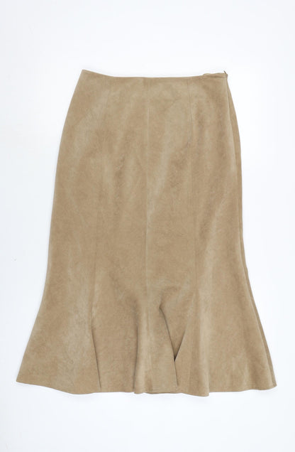 CC Womens Beige Polyester Flare Skirt Size 10 Zip