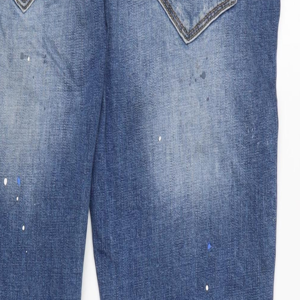 Lorenzo Veratti Mens Blue Cotton Blend Straight Jeans Size 32 in L29 in Regular Button