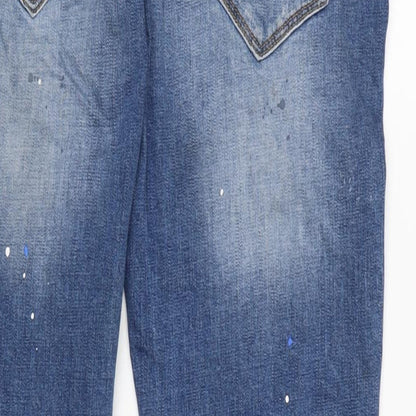 Lorenzo Veratti Mens Blue Cotton Blend Straight Jeans Size 32 in L29 in Regular Button