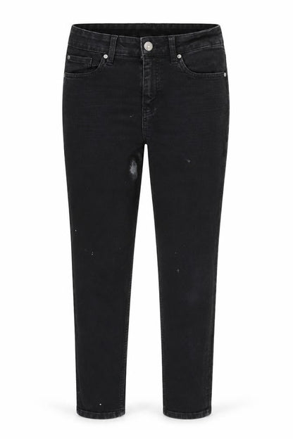 Marks & Spencer Womens Black Cotton Blend Tapered Jeans Size 12 L26 in Regular Zip