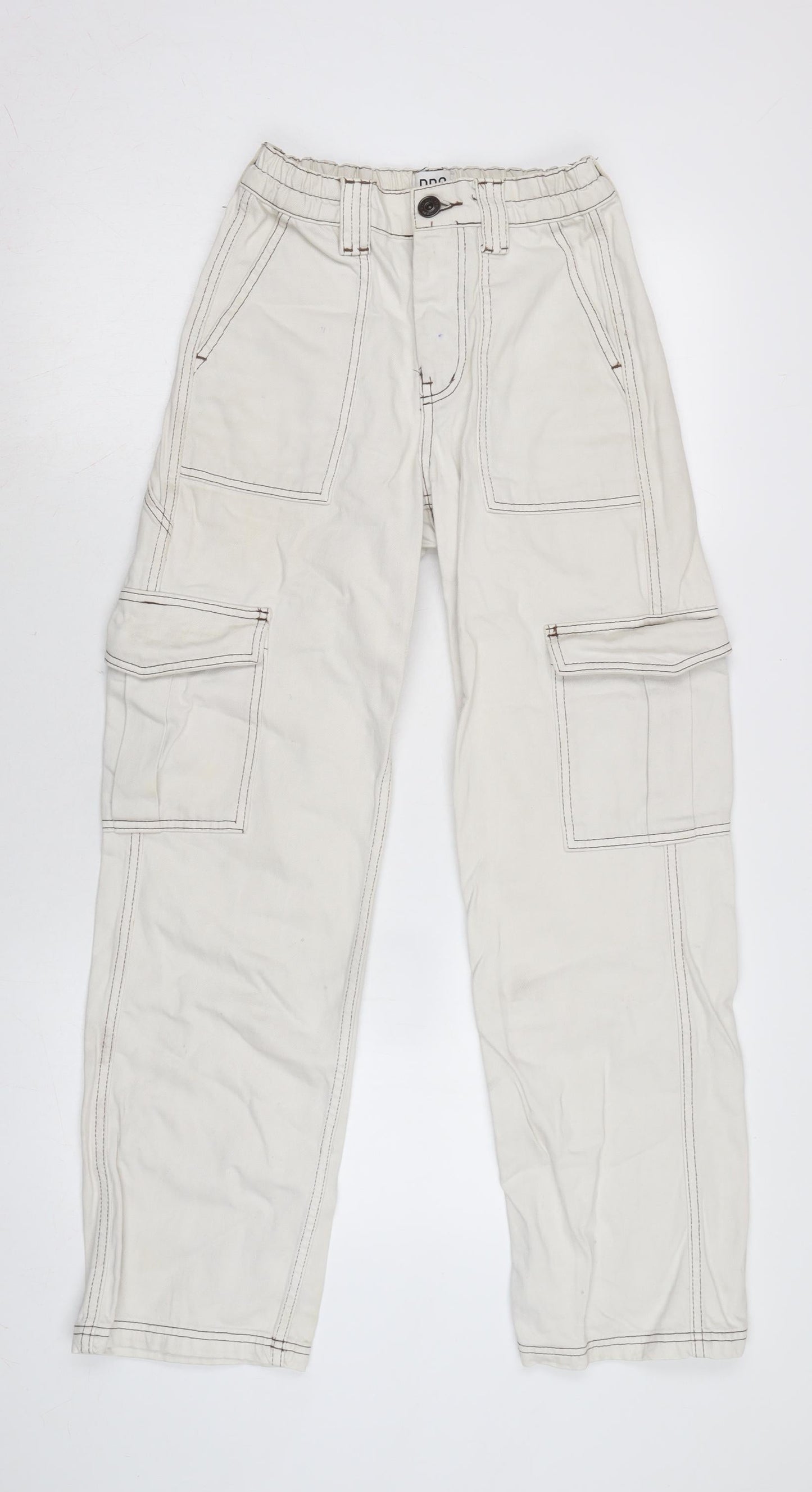 Urban Outfitters Womens Ivory Cotton Blend Straight Jeans Size 24 in L32 in Regular Zip